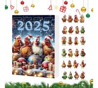 Pendenti Gallina Per Albero Di Natale - Pendenti Acrilici 2D Gallina per Specchietto Retrovisore | Conteggio Alla Rovescia 2025 24-Giorni, Decorazione Appendibile Per Albero Di Natale Specchietto Auto