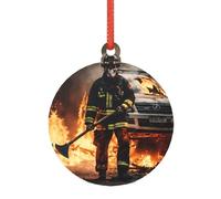 Pendenti in acrilico trasparente a forma di fiamma, pompiere, per Natale, Halloween e autunno, ornamenti per albero di Natale