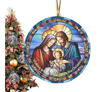 Pendentif En Acrylique De Noël - Ornement Rond 2D 8cm Pour Arbre De Noël Avec Corde, Décoration Transparente Faite À La Main | Décor Festif Pour Fenêtre, Porte, Fête, Nouvel An Et Cadeau De Saison