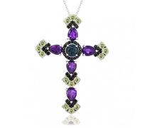 Penderante Women Natural Blue Topaz Amethyst Gioielli Collane a Sospensione