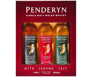 Penderyn Single Malt Welsh Whiskey Myth, Legend, Celt 41% Vol 3 x 0.2 l in Confezione Regalo