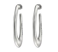 Pendientes de aro oval de forma irregular bañados en plata. Elaborado de manera artesanal en España