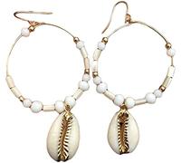 Pendientes de Concha para Mujer, pendiente Circular, pendientes geométricos, minimalismo, joyería de