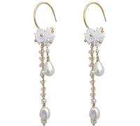 Pendientes Largos con colgantes de borla, tachuelas de Concha, PE