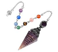 Pendolino Divinatorio Ametista,Pendolo Divinatorio 7 Chakra,Pendolino Radioestesia Divinatorio,Pendolo Esoterico Ametista Naturale,Pendolo di Meditazione Wicca Divinazione Chakra Reiki,Divinatorio