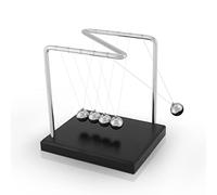 Pendolo di Newton, 5 Sfere in Metallo, Sfere a Forma di Z Culla di Newton, Base in Legno con Specchio Pendolo Bilanciere di Culla di Newton, Gioco di Fisica, Decorazione da Ufficio e Scrivania