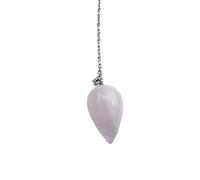 Pendolo Divinatorio con Quarzo Rosa a Forma di goccia d'acqua Pendolo di Radiestesia Pendolo Pietra Naturale Pendolo di Cristallo Vintage per Radiestesia, Pendolo Chakra Reiki Divinazione (Quarzo
