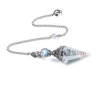 Pendolo in argento chiaro per divinazione, guarigione Reiki e lavori energetici - Pendulum cristallo di alta qualità per esoterismo e meditazione