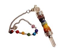 Pendolo intrecciato con 7 chakra con sfera di cristallo di rocca e pizzo