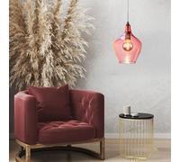 Pendolo Soffitto Luce Vetro Faretto Soggiorno Retrò Design Appesa Lampada Fucsia [EEK: Non valutato]