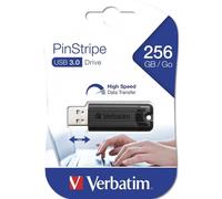 Pendrive 256GB Memoria Backup Dati USB 3.0 Verbatim PinStripe Store'n'Go Nero