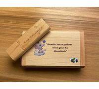 Pendrive USB 32 GB 3.0, Chiavetta in Legno, Idea Regalo per Il Mio Battesimo, Bambini e Bambine, Con Box