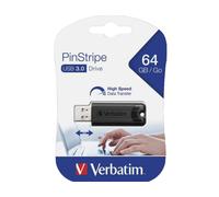 Pendrive Verbatim 64gb USB 3.0 Pinstripe Store Go 49318 Memory Pen Drive Nera