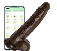 Peǹe Viḃrańtē Fīnto per Dońne R ališti o 22cm, Grosso Xxl Fàllò Viḅra orè pe Dònna Telecomando Bluetooth App, Wireless V brātorè Di d per Dońna Silenzioso Silicone, Con Venṫosa Vǐbràtorì Dḯđo