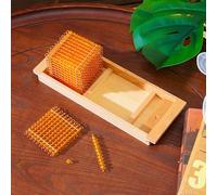 penepico Montessori Premium Introduzione in quantità decimali con vassoio: 1 uno, 1 dieci, 1 centinaio, 1 migliaia in legno di faggio e acrilico, materiale matematico per bambini 3-6 anni, scuola