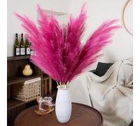 penepico Premium Erba Pampa Artificiale in Rosa Intenso, alta, 8 pezzi, 110 cm, senza assemblaggio, grandi fiori di pampa artificiali, soffici, lunghe erbe artificiali per soggiorno in stile Boho