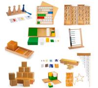 penepico Set matematico Montessori Premium 2 - 12 pezzi per fratture, numeri decimali e potenze, materiale matematico per bambini 6-9 anni, scuola domestica e aule