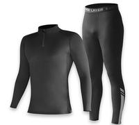 Penerl Skins per ragazzi, set completo con maniche lunghe e calzamaglia a compressione da calcio | Set completo termico da base, Skins da calcio per ragazzi età 4-16, Nero , 32/S |14-15 Years