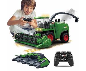 PENGBU RC Mietitrebbia giocattolo,2 in 1 Mietitrebbia Telecomandata con spruzzatura, luce e suono, regalo per bambini Age 3 4 5 6