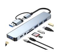 Pengchang Hub USB C Hub USB 3.0 Extender USB 7 in 2 in Alluminio, Splitter USB con 1 Porta USB 3.0, 4 Porte USB 2.0 e 2 Porte USB C(8 in 2)