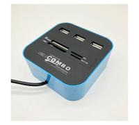 Pengchang Splitter Combinato hub USB 2.0 Docking Station a 3 Porte Adattatore for Lettore di schede SD TF M2 MS/PRO Duo Tutto in Uno for PC Portatile(Blue)