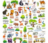 PENGFULL Lavagna di flanella in feltro per bambini in età prescolare, kit interattivo per insegnare storie per bambini con lavagna in flanella o feltro, con parole in feltro (zoo