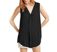 PengGeng Donna Tops Shirt Camicia Elegante Chiffon Top Canotta V-Collo Senza Maniche T-Shirt Nero 4XL