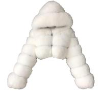 PengGengA Cappotto di Pelliccia Sintetica da Donna Morbido Cappotto di Peluche con Cappuccio Cardigan in Pelliccia Sintetica Giacca Corta Crop Top Manica Lunga - Bianco, S