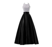 PengGengA Donna Elegante Vestiti da Matrimonio Abito Lunghi Vestito Formale Banchetto Sera Nero L