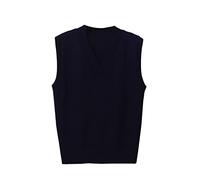 PengGengA Donna Maglione Gilet Senza Maniche con Scollo a V Classico Maglioni (Marina Militare, L)
