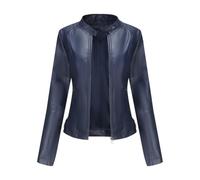 PengGengA Giubbotto Giacca Donna ecopelle Giubbino Giacchetto Casual in Simil pelle - Blu scuro, XL