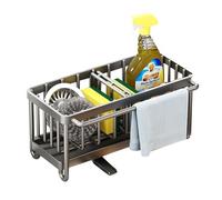 PengGengA Organizer Lavello Cucina in Acciaio Inox Supporto in Spugna Organizer per Lavandino con Vassoio di Scarico e Divisori Rimovibile