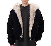 PengGengA Parka Uomo Invernale Giubbotto con Cappuccio in Pelliccia Sintetica Cappotto Imbottito Caldo Antivento Giacca Y2k Streetwear - Nero, S
