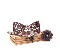 PengGengA Set di Papillon in Legno, Papillon e Gemelli Uomo Sciarpa Quadrata Corpetto Regali (Stile 2)