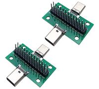 Pengin, 2 pezzi USB 3.1 tipo C maschio a femmina, scheda di prova con scheda PCB a 24 pin, 2,54 mm, presa bifacciale con connettore di intestazione pin, per trasferimento dei cavi data line