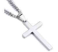 PengJin Collana con ciondolo a forma di cuore A-Z e croce in acciaio inox per donne, ragazze e uomini, per Natale, compleanno, laurea, gioielli alla moda, one, Acciaio inossidabile, Acciaio