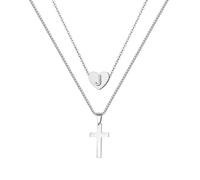 PengJin Collana con ciondolo a forma di cuore A-Z e croce in acciaio inox per donne, ragazze e uomini, per Natale, compleanno, laurea, gioielli alla moda (J)
