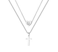 PengJin Collana con ciondolo a forma di cuore A-Z e croce in acciaio inox per donne, ragazze e uomini, per Natale, compleanno, laurea, gioielli alla moda (G)