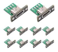 PENGLIN 10 pezzi USB Type C Breakout Board,USB C Riparazione Boccola saldabile, tipo C per saldatura, presa USB C di ricambio per porte di saldatura, PCB nero