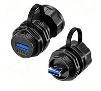 PENGLIN 2 adattatori impermeabili USB 3.0, USB-A 3.0 maschio a femmina, connettore per montaggio su paratia per trasferimento dati all'aperto (5 Gbps) e ricarica