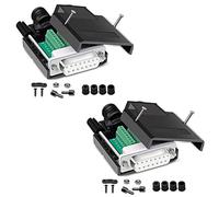 PENGLIN 2PCS Adattatori Serie DB15 Senza Saldatura Femmina RS232 D-SUB, 16 mm di spessore 15 Pin Porta Connettore Scheda di derivazione senza saldatura con custodia Accessori