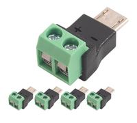 PENGLIN 5 adattatori da micro USB maschio a 2 pin | connettore senza saldatura 5 V/3 A per cablaggio di alimentazione fai-da-te
