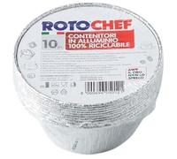 Pengo 3768600 Confezione 10 Contenitori Tondi Rotochef in Alluminio C 10, Cm 9 X 4 H