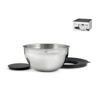 H&H Mixing bowl in acciaio inox 18/10 con coperchio in plastica nero cm 24, 4,3