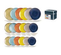 Servizio 18 piatti colorati Caribe in stoneware