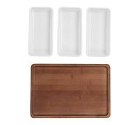 PENGQIANJU SERVIZIO CAFFÈ CERAMICA SEGMENTATA PIATTI LUNGHI DA STRIP SET Bamboos PALLET PER BISCOTTI