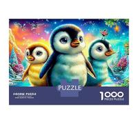 Penguin Adventure Jigsaw Puzzles for Adults The Impossible Challenge 1000 Piece Penguins Vibrant Cosmic Landscape Difficult Hard Jigsaw Puzzles for Man And Woman with Letters on Back 52x38cm/1000pcs