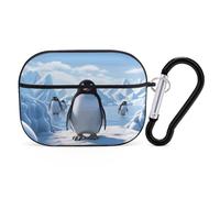 Penguin Antarctica Ice AirPod Pro, custodia rigida antigraffio in policarbonato con portachiavi, accessorio per AirPod Pro 2°/1° custodia per donne e uomini, stile nero