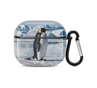 Penguin Antarctica Ice - Custodia per auricolari Bluetooth a corpo intero, protezione antiurto, custodia rigida con supporto per ricarica wireless con portachiavi, regalo personalizzato per AirPods 3