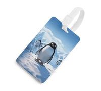 Penguin Antarctica Ice - Etichette per bagagli con carta d'identità, etichette resistenti per borse da viaggio, impermeabili, per valigie, zaini e custodie da viaggio, stile bianco